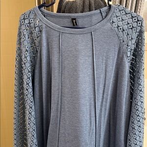 Blue Lace Sleeve Top